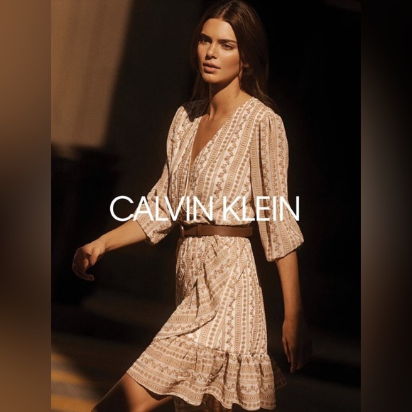 Calvin Klein Embroidered Wrap Dress - Picture 2 of 9